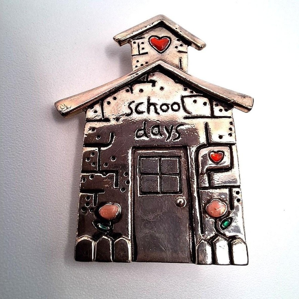 Danecraft school days brooch enamel silver tone